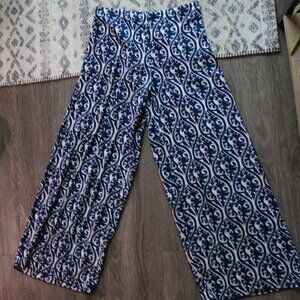 Escapada Palazzo Pants White and Blue Size Medium